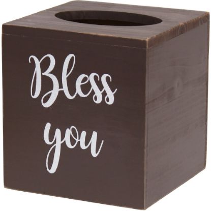 Picture of Elegant Designs Decorix Square Wooden Tissue Box Cover With Sliding Base, 6inH x 5-1/2inW x 5-1/2inL, Brown