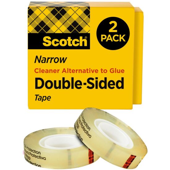 Picture of Scotch Double Sided Tape, 1/2 in x 900 in, 2 Tape Rolls, Home Office, Back to School Supplies and College Essentials for Students and Teachers