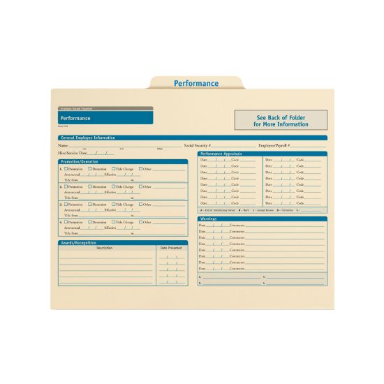 Picture of ComplyRight Performance Folders, 11 3/4in x 9 1/2in, Manila, Pack Of 25