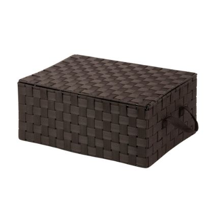 Picture of Honey-Can-Do Hinged-Lid Woven Storage Box, Medium Size, 7in x 17in x 12in, Espresso