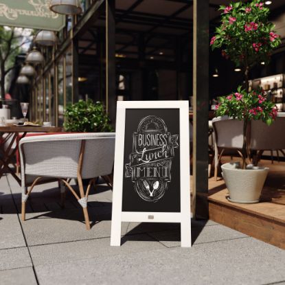 Picture of Flash Furniture Canterbury Wooden Indoor/Outdoor A-Frame Magnetic Chalkboard Sign Set, 20in x 40in, Solid White