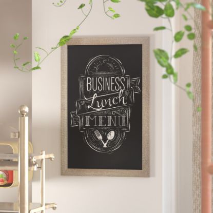 Picture of Flash Furniture Canterbury Wall-Mounted Magnetic Chalkboard Sign With Eraser, Porcelain Steel, 36inH x 24inW x 3/4inD, Weathered Brown Frame