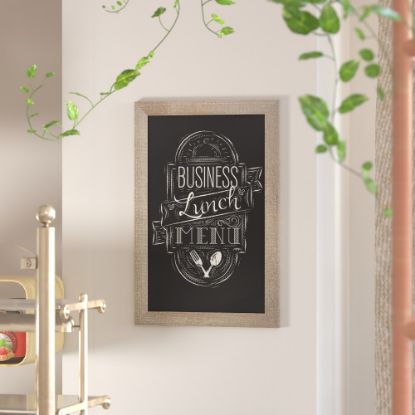 Picture of Flash Furniture Canterbury Wall-Mounted Magnetic Chalkboard Sign With Eraser, Porcelain Steel, 30inH x 20inW x 3/4inD, Weathered Brown Frame