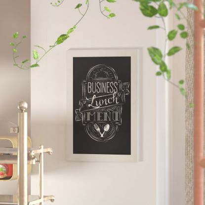 Picture of Flash Furniture Canterbury Wall-Mounted Magnetic Chalkboard Sign With Eraser, Porcelain Steel, 30inH x 20inW x 3/4inD, Solid White Frame