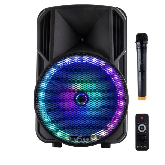 Picture of BeFree Sound Bluetooth Rechargeable Wireless PA Party Speaker With Reactive LEDs, Black