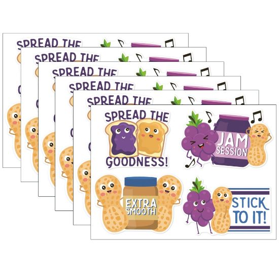 Picture of Eureka Jumbo Scented Stickers, Peanut Butter & Jelly, 12 Stickers Per Pack, Set Of 6 Packs