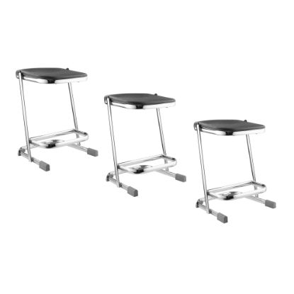 Picture of National Public Seating Elephant Z-Stools, 22inH, Black/Chrome, Set Of 3