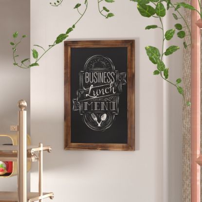 Picture of Flash Furniture Canterbury Wall-Mounted Magnetic Chalkboard Sign With Eraser, Porcelain Steel, 30inH x 20inW x 3/4inD, Torched Brown Frame