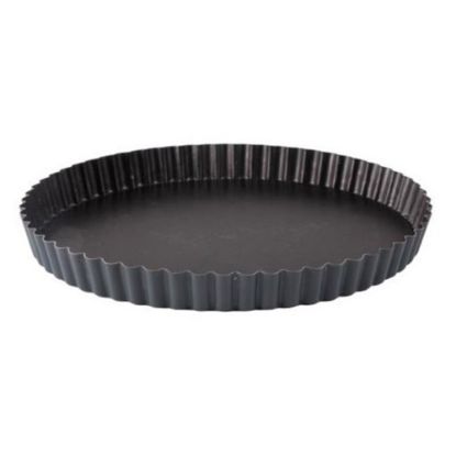 Picture of Matfer Bourgeat Exopan Fluted Tart Pan With Removable Bottom, 1in x 9-1/2in, Black