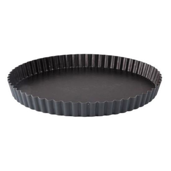 Picture of Matfer Bourgeat Exopan Fluted Tart Pan With Removable Bottom, 1in x 9-1/2in, Black