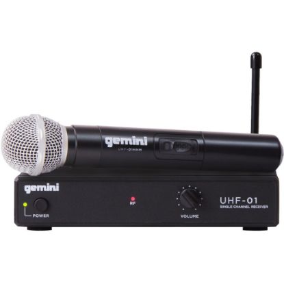 Picture of Gemini Sound UHF-01M-F1 SingleChannel UHF Wireless Microphone System with Handheld Microphone - 150 ft Operating Range