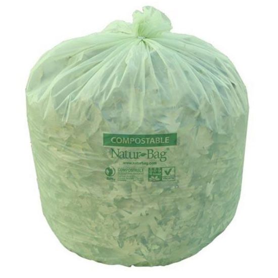 Picture of Natur Bag Compostable Trash Liners, 45 Gallons, Green, 20 Bags Per Roll, Case Of 5 Rolls