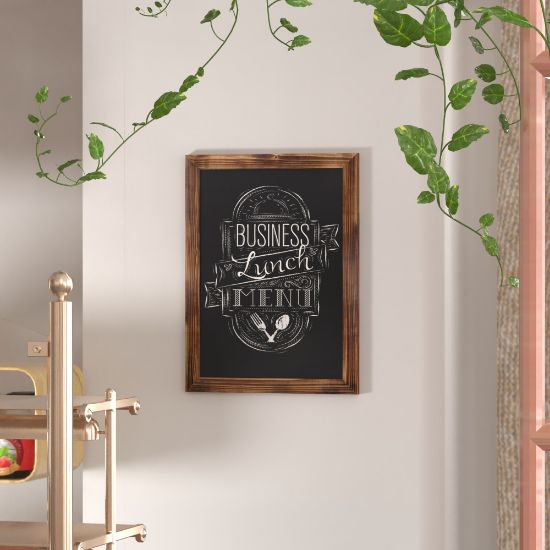 Picture of Flash Furniture Canterbury Wall Mount Magnetic Chalkboard Sign, 18in x 24in, Torched Brown