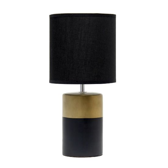 Picture of Simple Designs 2-Toned Basics Table Lamp, 13-1/2inH, Black Shade/Black/Gold Base