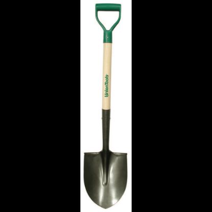 Picture of Round Point Shovel, 11.5 in L x 9.25 in W Blade, Round Point, 28 in White Ash; Poly, D-Grip Handle