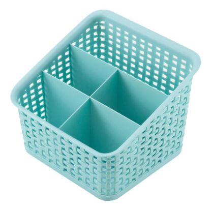 Picture of Realspace Plastic Weave 5 Compartment Bin, Medium Size, Blue