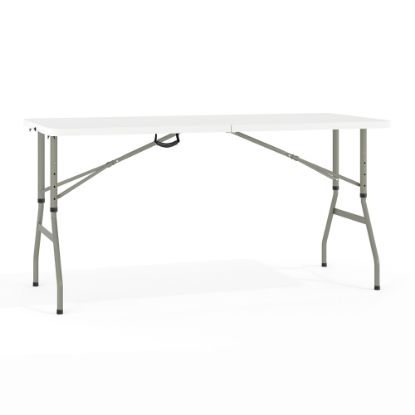 Picture of Flash Furniture Height-Adjustable Bi-Fold Plastic Banquet And Event Folding Table, 34inH x 27-1/4inW x 60inD, Granite White