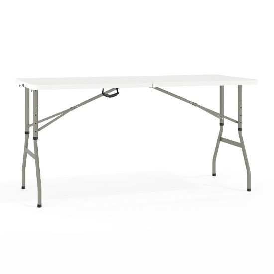 Picture of Flash Furniture Height-Adjustable Bi-Fold Plastic Banquet And Event Folding Table, 34inH x 27-1/4inW x 60inD, Granite White