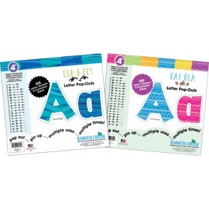 Picture of Barker Creek Letter Pop-Outs, 4in, Kai Ola Sea & Sky, Set of 510 Pop-Outs