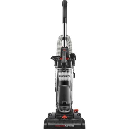 Picture of Eureka PowerSpeed Upright Vacuum Cleaner - Bagless - Crevice Tool, Brush Tool, Upholstery Tool, Extension Hose - 12.60in Cleaning Width - Carpet, Hardwood - 25 ft Cable Length - 84in Hose Length - Foam - Black, Silver