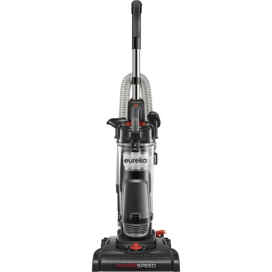 Picture of Eureka PowerSpeed Upright Vacuum Cleaner - Bagless - Crevice Tool, Brush Tool, Upholstery Tool, Extension Hose - 12.60in Cleaning Width - Carpet, Hardwood - 25 ft Cable Length - 84in Hose Length - Foam - Black, Silver