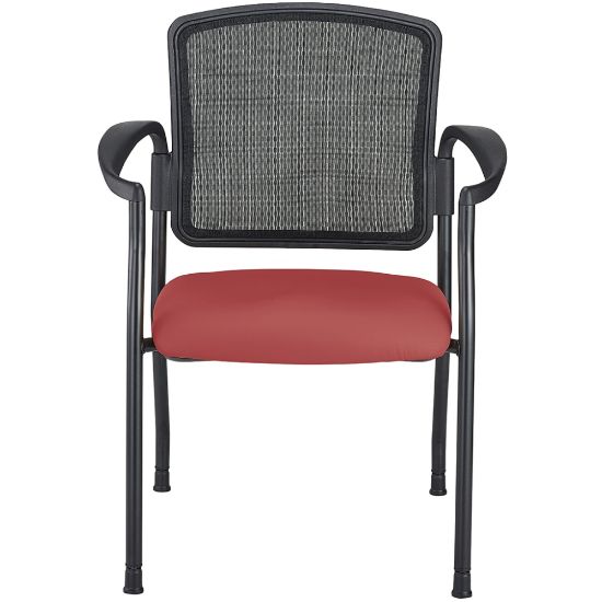 Picture of WorkPro Spectrum Series Mesh/Vinyl Stacking Guest Chair With Antimicrobial Protection, With Arms, Red, Set Of 2 Chairs, BIFMA Compliant