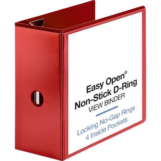 Picture of Sparco Easy-Open View 3-Ring Binder, 5in D-Rings, Red