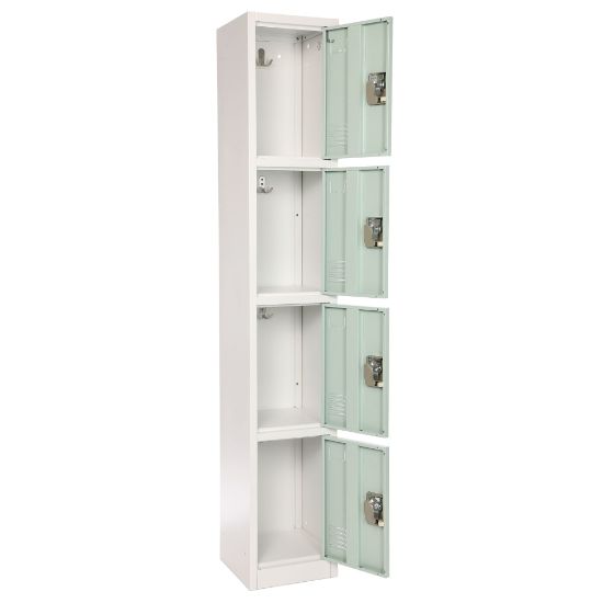 Picture of Alpine AdirOffice 4-Tier Steel Lockers, 72inH x 12inW x 12inD, Misty Green, Pack Of 4 Lockers