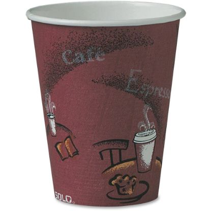 Picture of Solo Cup 8 oz Bistro Design Disposable Paper Cups - 50 / Pack - Maroon - Paper - Beverage, Hot Drink, Cold Drink, Coffee, Tea, Cocoa