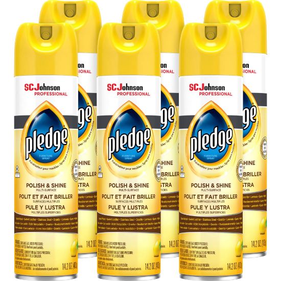 Picture of Pledge Lemon Enhancing Polish - Spray - 14.2 fl oz (0.4 quart) - Lemon Scent - 6 / Carton - White