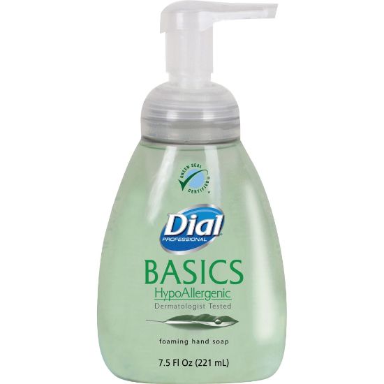 Picture of Dial Basics HypoAllergenic Foaming Hand Soap, Honeysuckle Scent, 7.5 Oz., Pack Of 8 Pump Bottles