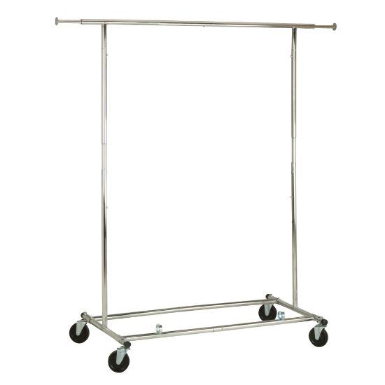 Picture of Honey-Can-Do Collapsible Commercial Garment Rack With Wheels, 66 5/8inH x 22inW x 74 5/16inD, Chrome