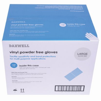 Picture of Daxwell Vinyl Gloves, Large, Clear, 100 Gloves Per Pack, Box Of 10 Packs