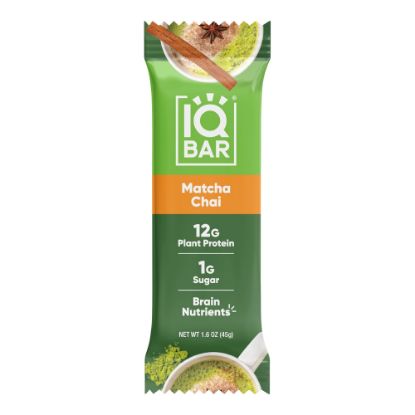 Picture of IQ BAR Brain Fuel Protein Bars, Matcha Chai, 1.6 Oz, Box Of 24 Bars