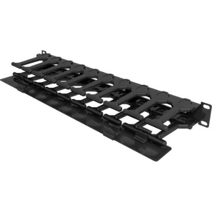 Picture of Vertiv Horizontal Cable Manager with finger slots| 1U| (VRA1002) - Black - 1 Pack - 1U Rack Height - 19in Panel Width - Metal