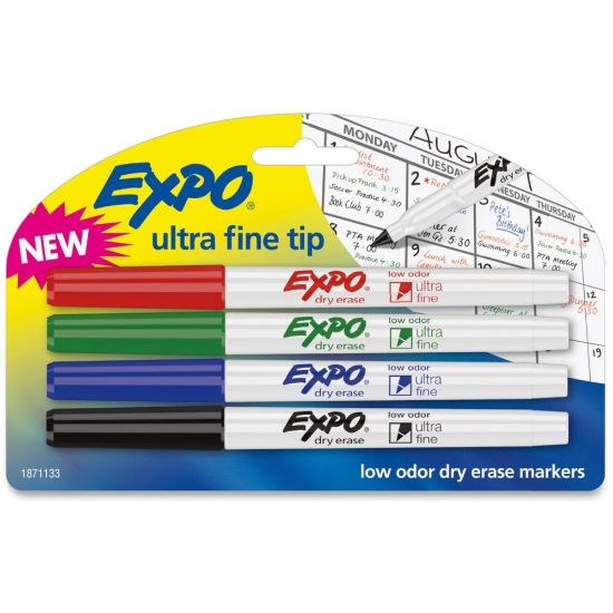 Picture of EXPO Low-Odor Dry-Erase Markers, Ultra-Fine Point, Assorted Colors, Pack Of 4