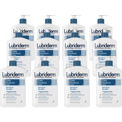 Picture of Lubriderm Fragrance Free Daily Moisture Lotion - Lotion - 16 fl oz - For Dry, Normal Skin - Applicable on Body - Moisturising, Non-greasy, Fragrance-free, Absorbs Quickly - 12 / Carton