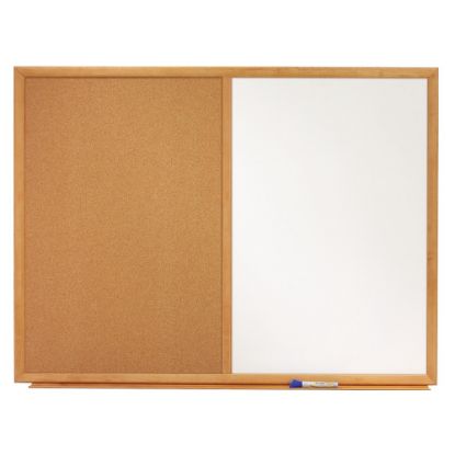 Picture of Quartet Combination Non-Magnetic Melamine Dry-Erase/Cork Bulletin Board, 24in x 36in, Oak Wood Frame