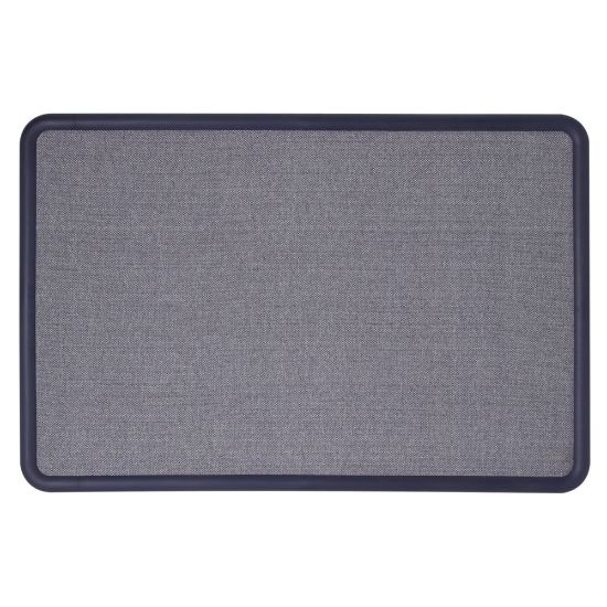 Picture of Quartet Contour Fabric Bulletin Board, 48in x 36in, Plastic Frame With Light Blue/Navy Finish