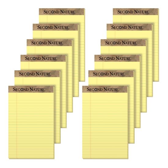 Picture of TOPS Second Nature 30% Recycled Writing Pads, 5in x 8in, Legal Ruled, 50 Sheets, Canary, Pack Of 12 Pads