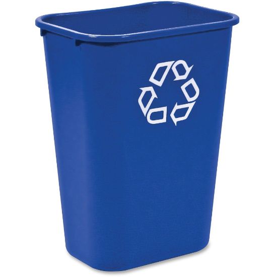 Picture of Rubbermaid Commercial Large Recycling Wastebasket - 10.31 gal Capacity - Rectangular - Sturdy - 19.9in Height x 11in Width - Plastic - Blue - 12 / Carton