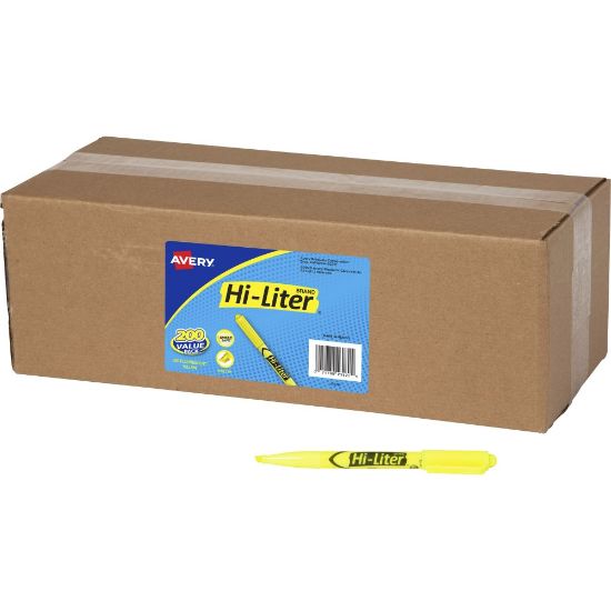 Picture of HI-LITER Pen Style Highlighters - Chisel Marker Point Style - Fluorescent Yellow - 200 / Carton