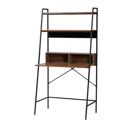 Picture of Baxton Studio Palmira 33inW Modern Industrial 33inW Writing Desk With Shelves, Walnut Brown/Black