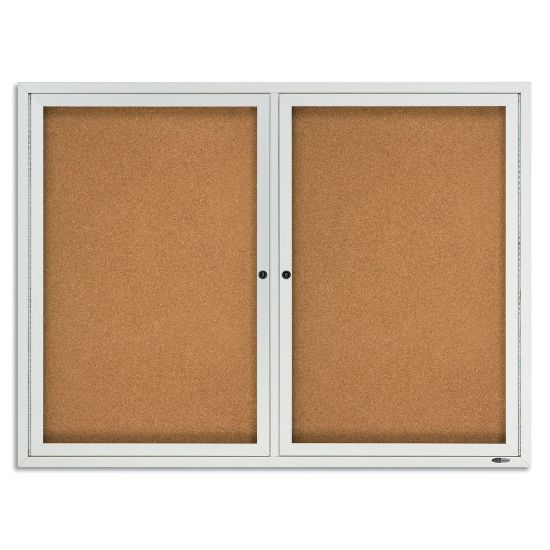 Picture of Quartet Classic Enclosed Cork Bulletin Board, 48in x 36in, Aluminum Frame With Silver Finish