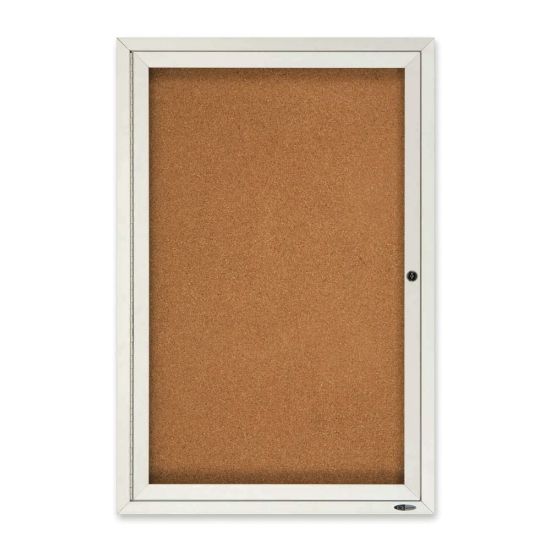 Picture of Quartet Classic Enclosed Cork Bulletin Board, 36in x 24in, Aluminum Frame With Silver Finish