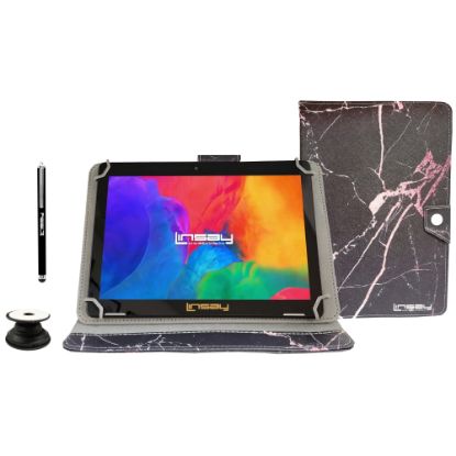 Picture of Linsay F10IPS Tablet, 10.1in Screen, 2GB Memory, 64GB Storage, Android 13, Marble Black/Pink