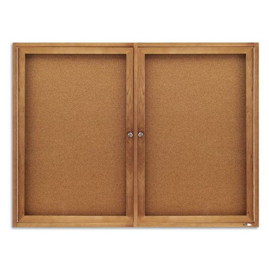 Picture of Quartet Classic Enclosed Cork Bulletin Board, 48in x 36in, Wood Frame With Brown Finish