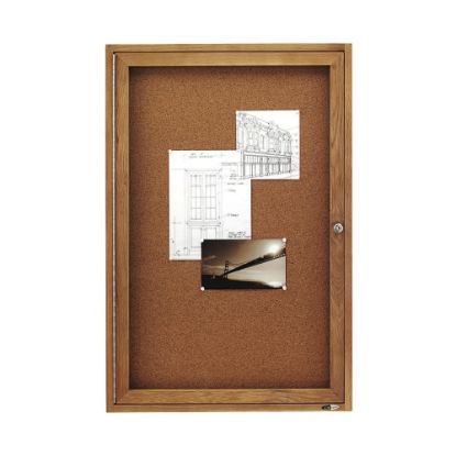 Picture of Quartet Enclosed Bulletin Board, 36in x 24in, Wood Frame With Oak Finish