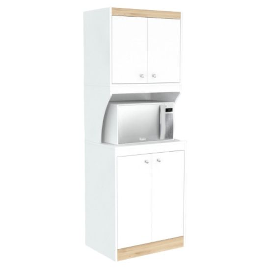 Picture of Inval Microwave/Kitchen 23-5/8inW Storage Cabinet, White/Vienes Oak