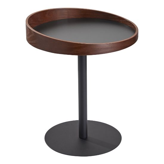 Picture of Adesso Crater End Table, Square, 21-1/2inH x 18inW x 18inD, Black/Walnut Oak